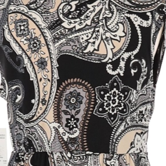 NY Collection Paisley Print Black Dress Macys Women's Medium M - Picture 13 of 13